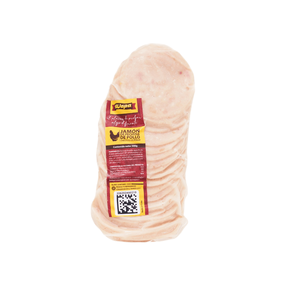Jamón de Pechuga de Pollo Lasqueado Wapa (1.1 lb- 500 g)